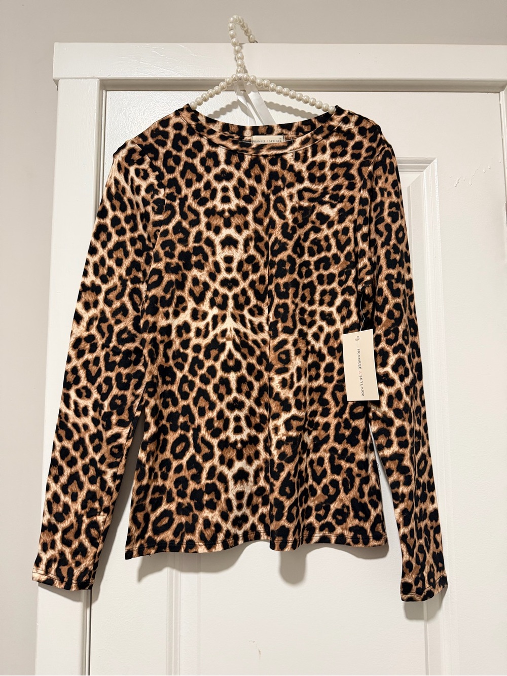 Leopard Print Long Sleeve Top - Brown